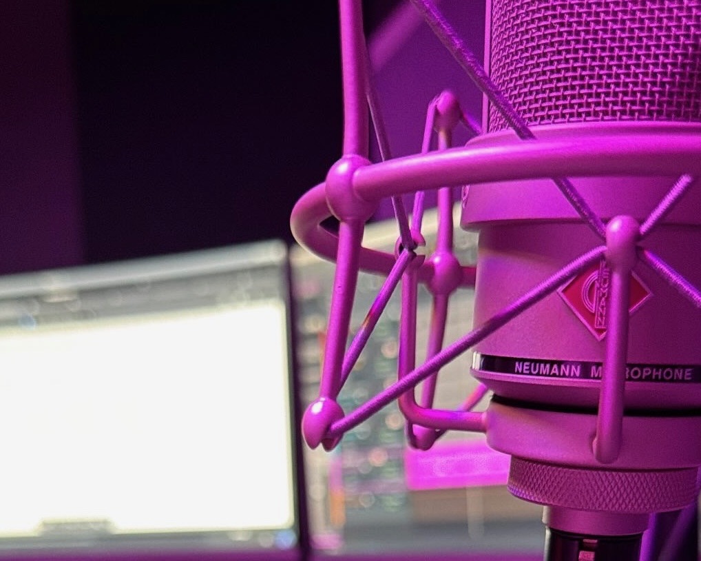 Neumann condenser microphone for voice over and ADR at Divine Aspect Studio